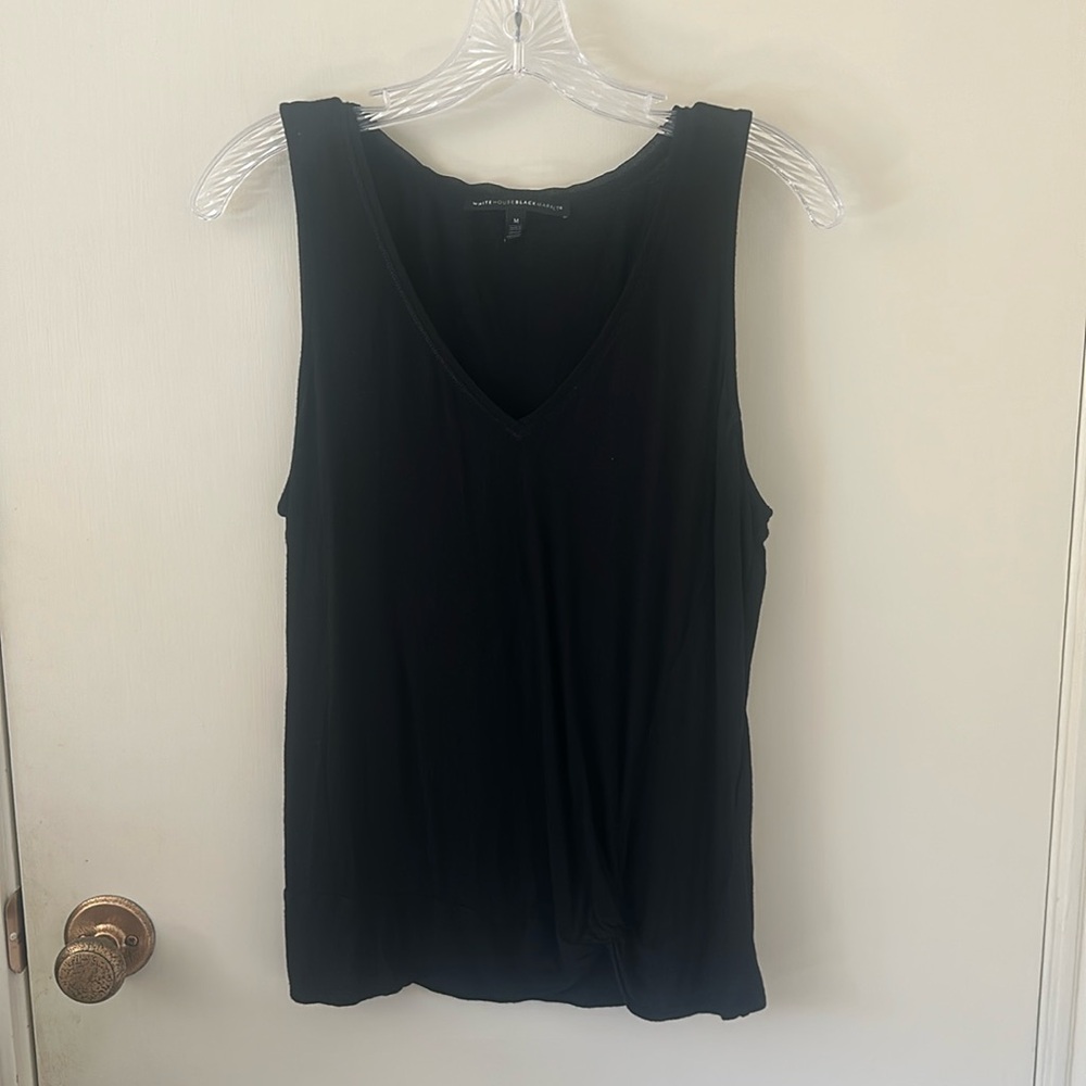 White House Black Market knit tank gathered/tied at bottom left front, Size L